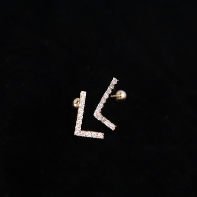 Customized 18K Gold 'L' Letter Earrings Fine Jewelry with IGI GIA Lab Grown Diamonds for Anniversary Wedding Banquet Gift