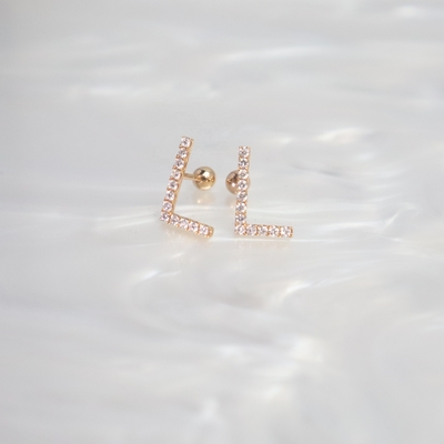 Customized 18K Gold 'L' Letter Earrings Fine Jewelry with IGI GIA Lab Grown Diamonds for Anniversary Wedding Banquet Gift