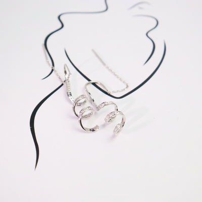 Customized 18K Gold Spiral Drop Diamond Earrings Fine Jewelry for Anniversary Wedding Banquet IGI GIA Lab Grown Diamonds