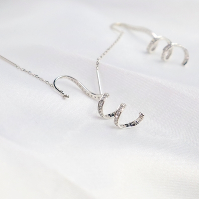 Customized 18K Gold Spiral Drop Diamond Earrings Fine Jewelry for Anniversary Wedding Banquet IGI GIA Lab Grown Diamonds