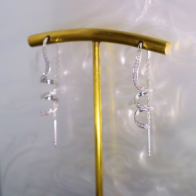 Customized 18K Gold Spiral Drop Diamond Earrings Fine Jewelry for Anniversary Wedding Banquet IGI GIA Lab Grown Diamonds