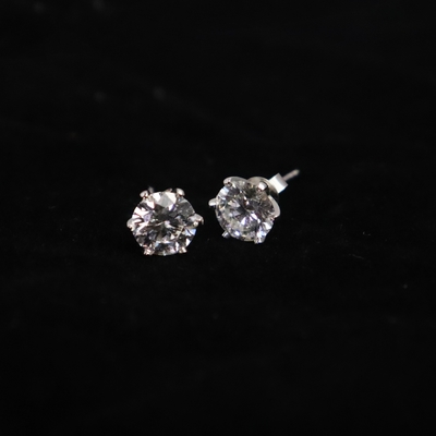Wholesale 18K White Gold Plated 1CT Lab Diamond Stud Earring Fashion Jewelry for Weddings & Parties Rhodium Setting