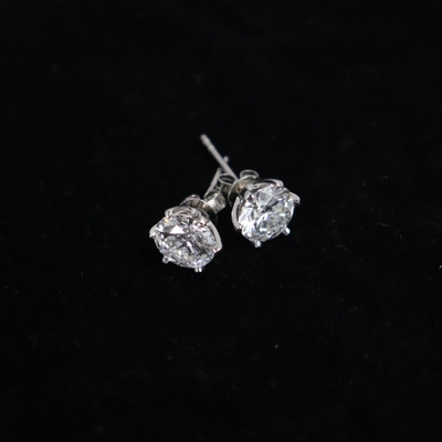 Wholesale 18K White Gold Plated 1CT Lab Diamond Stud Earring Fashion Jewelry for Weddings & Parties Rhodium Setting