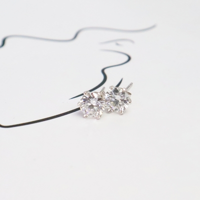 Wholesale 18K White Gold Plated 1CT Lab Diamond Stud Earring Fashion Jewelry for Weddings & Parties Rhodium Setting