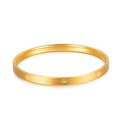 Women's Luxury 10K 14K 18K Gold Round Shape Bangle with Diamond Inset with Classic Romantic Style Wedding Parties IGI Certified