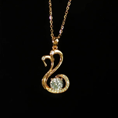 High Quality 18K Gold Swan Pendant Necklace 1CT Lab Grown Diamond Inlay Fashion Jewelry for Women's Wedding Anniversary Party