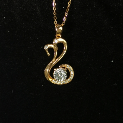 High Quality 18K Gold Swan Pendant Necklace 1CT Lab Grown Diamond Inlay Fashion Jewelry for Women's Wedding Anniversary Party