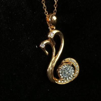 High Quality 18K Gold Swan Pendant Necklace 1CT Lab Grown Diamond Inlay Fashion Jewelry for Women's Wedding Anniversary Party