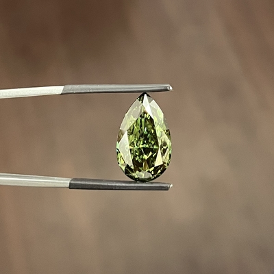 12.05 Carat Green Pear Cut Lab Grown HPHT CVD Diamond Loose IGI GIA Certified Fancy Green Color VS 3EX
