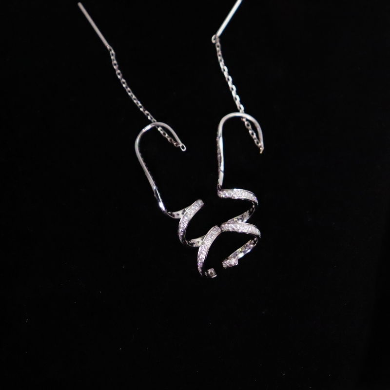 Customized 18K Gold Spiral Drop Diamond Earrings Fine Jewelry for Anniversary Wedding Banquet IGI GIA Lab Grown Diamonds