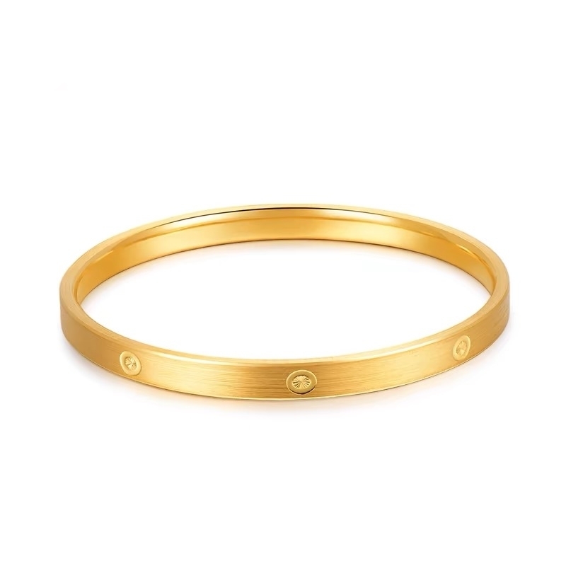 Women's Luxury 10K 14K 18K Gold Round Shape Bangle with Diamond Inset with Classic Romantic Style Wedding Parties IGI Certified