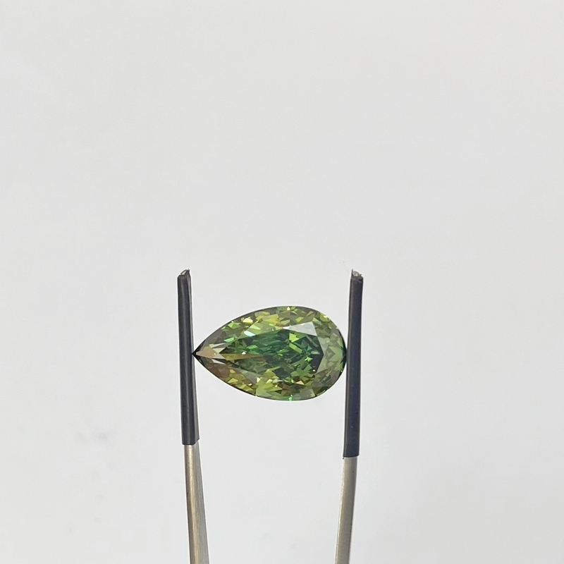 12.05 Carat Green Pear Cut Lab Grown HPHT CVD Diamond Loose IGI GIA Certified Fancy Green Color VS 3EX